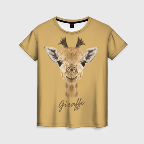 Женская 3D футболка с принтом Жираф, вид спереди #2