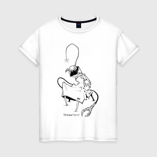 Женская футболка хлопок с принтом Курьер Контур 2, вид спереди #2