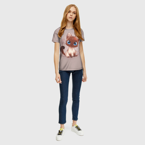 Женская 3D футболка с принтом Киска, вид сбоку #3