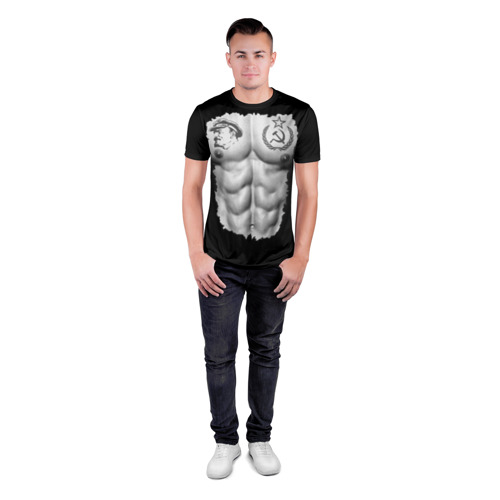 Мужская футболка 3D спортивная с принтом Торс с наколками СССР, вид сбоку #3