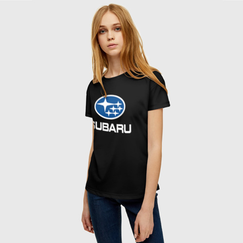 Женская футболка 3D с принтом Subaru, фото на моделе #1