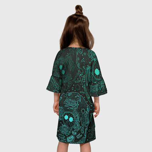 Детское платье 3D с принтом Клетки, вид сзади #2