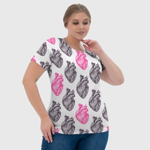 Женская футболка 3D с принтом Сердца 1, фото #4