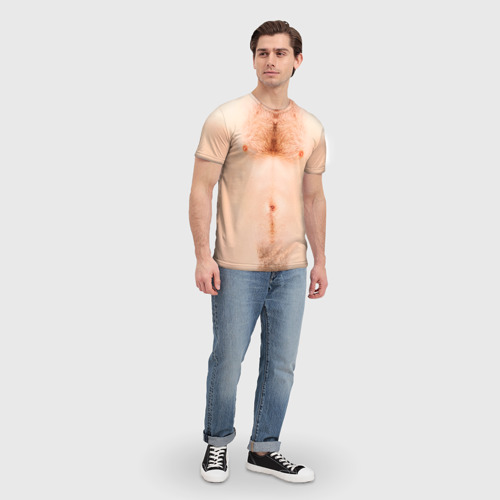 Мужская футболка 3D с принтом Мужская грудь, вид сбоку #3