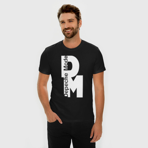 Мужская футболка премиум с принтом DM white, фото на моделе #1