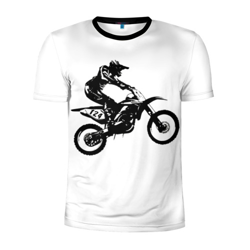 Мужская футболка 3D спортивная с принтом Мотокросс, вид спереди #2