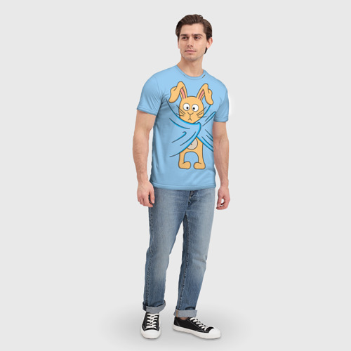 Мужская футболка 3D с принтом Кролик, вид сбоку #3