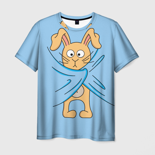 Мужская футболка 3D с принтом Кролик, вид спереди #2