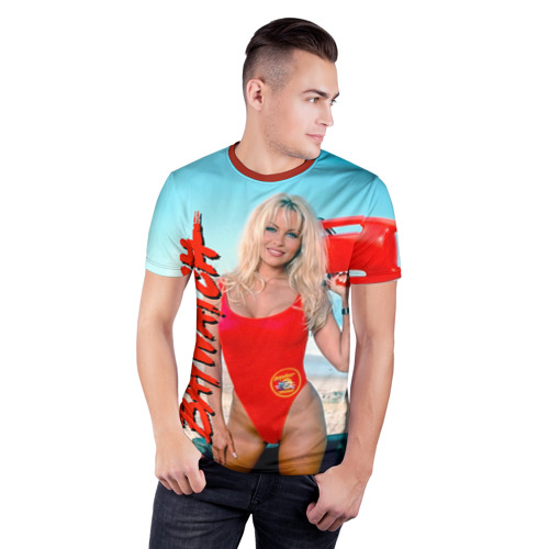 Мужская футболка 3D спортивная с принтом Baywatch Памела, фото на моделе #1