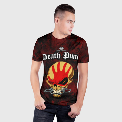 Мужская футболка 3D Slim с принтом Five Finger Death Punch 4, фото на моделе #1