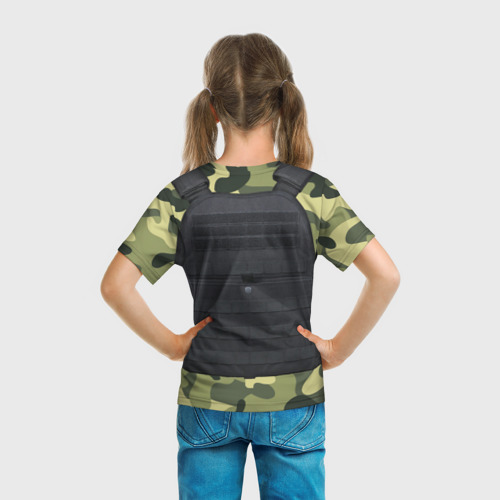 Детская 3D футболка с принтом Бронежилет + камуфляж, вид сзади #2