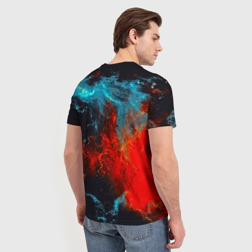 Мужская футболка 3D с принтом Космический кот, вид сзади #2