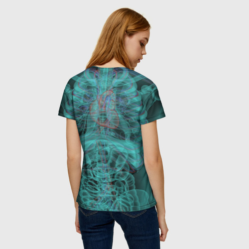 Женская футболка 3D с принтом Рентген человека, вид сзади #2