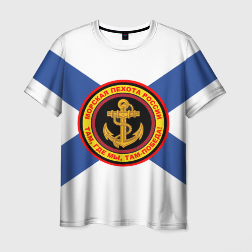Мужская 3D футболка с принтом Морская пехота России, вид спереди #2