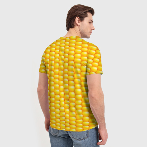Мужская футболка 3D с принтом Сладкая вареная кукуруза, вид сзади #2