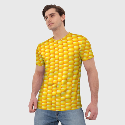 Мужская футболка 3D с принтом Сладкая вареная кукуруза, фото на моделе #1