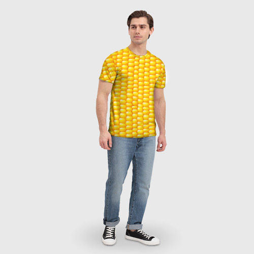 Мужская футболка 3D с принтом Сладкая вареная кукуруза, вид сбоку #3