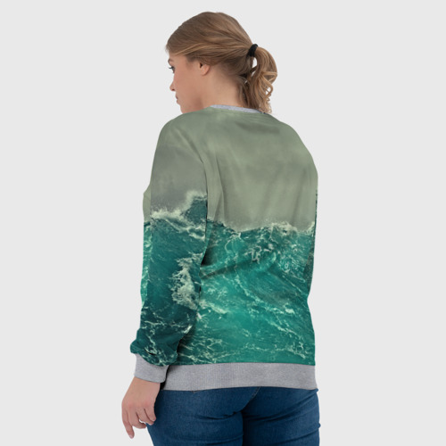 Женский свитшот 3D с принтом Морской, вид сзади #2