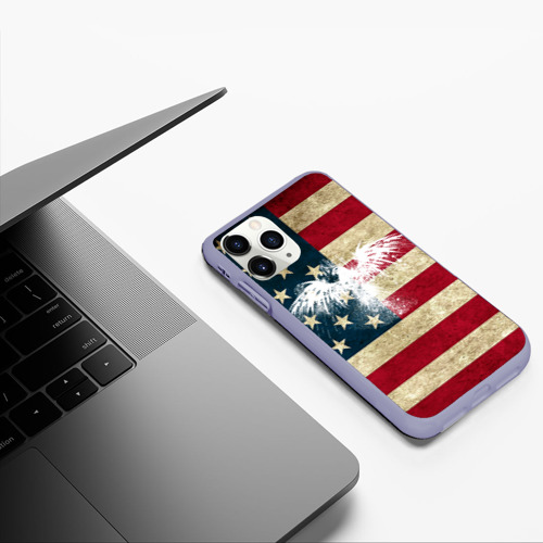 Чехол для iPhone 11 Pro матовый с принтом Флаг США с белым орлом, фото #5