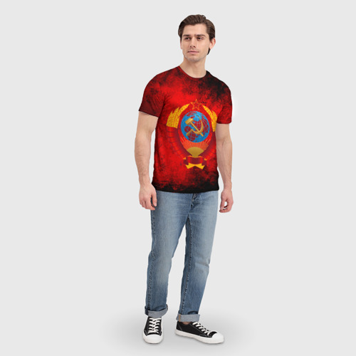 Мужская футболка 3D с принтом СССР герб, вид сбоку #3