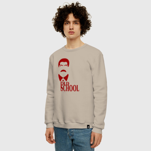 Мужской свитшот хлопок с принтом Сталин старая школа, фото на моделе #1