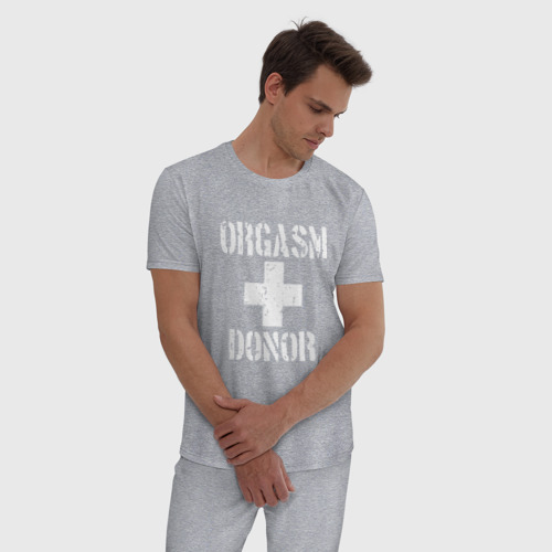 Мужская пижама хлопок с принтом Orgasm + donor, фото на моделе #1