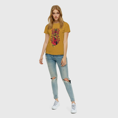 Женская футболка хлопок с принтом Guns'n'Roses, вид сбоку #3