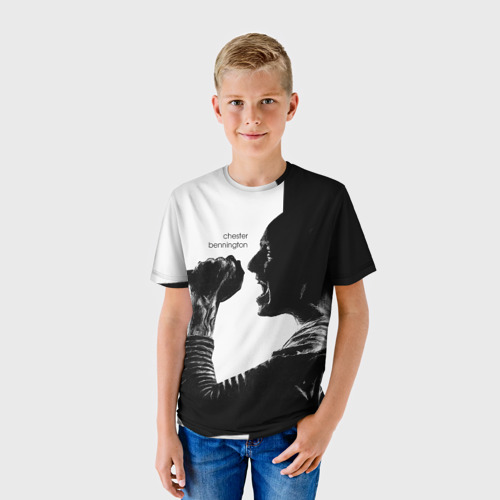 Детская 3D футболка с принтом Chester Bennington, фото на моделе #1