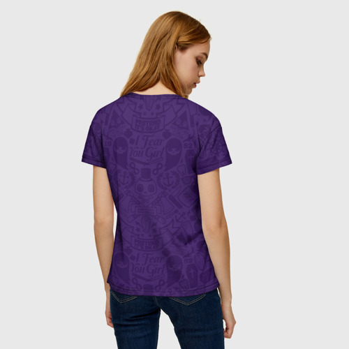 Женская 3D футболка с принтом Радужный Единорог в Очках, вид сзади #2