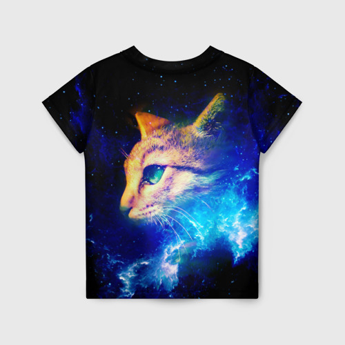 Детская футболка 3D с принтом Звездный кот, вид сзади #1