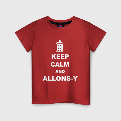 Детская футболка с принтом Keep calm and allons-y, вид спереди #2