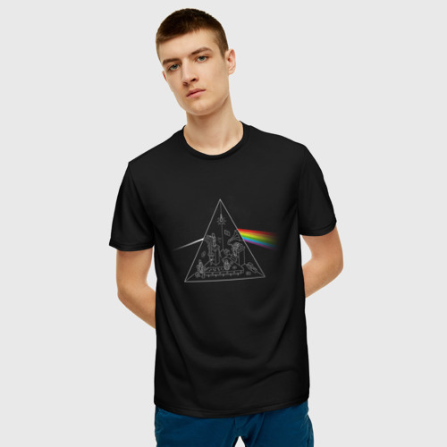 Мужская 3D футболка с принтом Pink Floyd Make Rainbow, фото на моделе #1