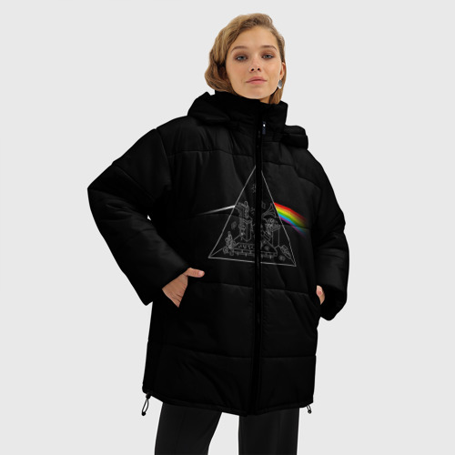 Женская зимняя куртка 3D с принтом Pink Floyd Make Rainbow, фото на моделе #1
