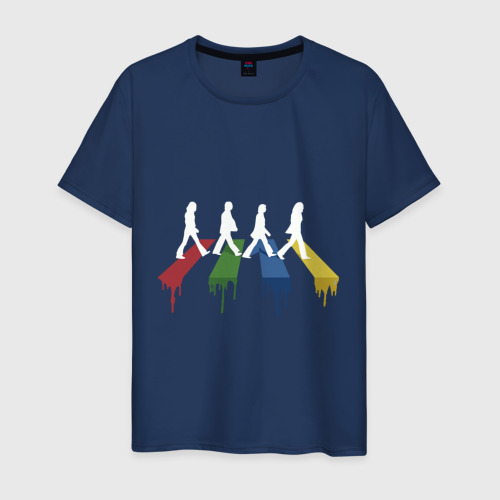 Мужская футболка хлопок с принтом Beatles Color, вид спереди #2