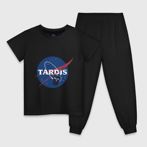 Детская пижама хлопок с принтом Tardis NASA, вид спереди #2