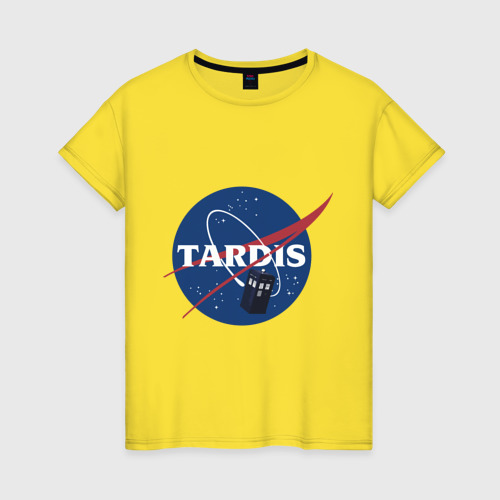 Женская футболка хлопок с принтом Tardis NASA, вид спереди #2