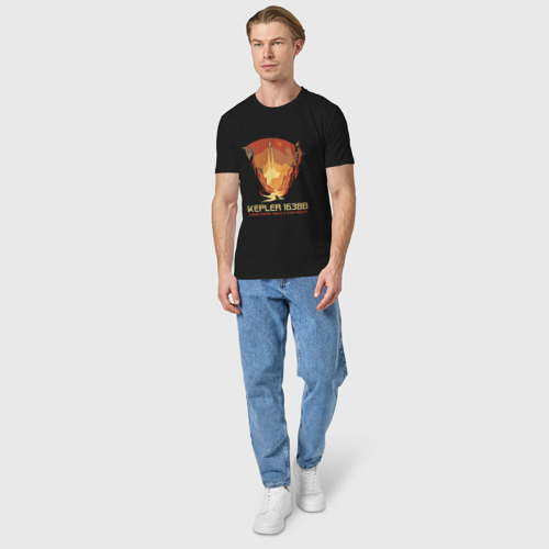 Мужская футболка хлопок с принтом Ваш дом вдали от дома Кеплер 16388, вид сбоку #3