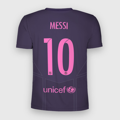 Мужская футболка 3D Slim с принтом Barca Messi 1, вид сзади #1