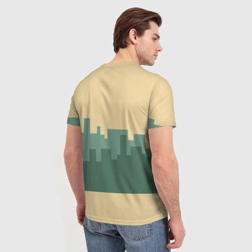 Мужская 3D футболка с принтом Стройка, вид сзади #2