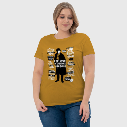 Женская футболка хлопок с принтом Я верю в Шерлока Холмса, фото #4