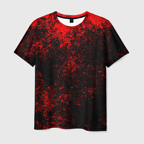 Мужская футболка 3D с принтом Брызги красок(red style), вид спереди #2