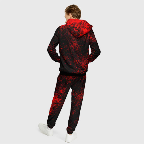 Мужской 3D костюм с принтом Брызги красок(red style), вид сзади #2