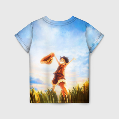 Детская 3D футболка с принтом Жизнерадостный МОНКИ в поле, вид сзади #1