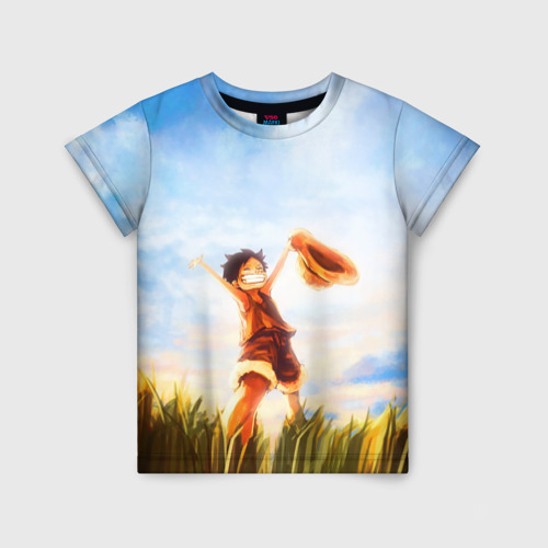 Детская 3D футболка с принтом Жизнерадостный МОНКИ в поле, вид спереди #2