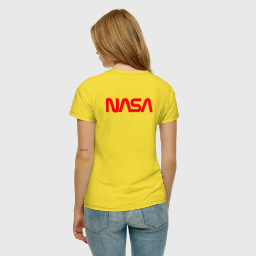 Женская футболка хлопок с принтом Nasa, вид сзади #2
