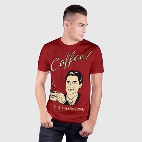 Мужская футболка 3D Slim с принтом Coffee, фото на моделе #1