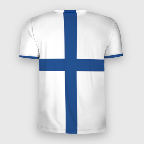 Мужская футболка 3D Slim с принтом Флаг Финляндии, вид сзади #1