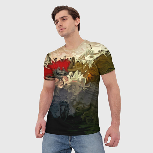 Мужская футболка 3D с принтом Рассвет абстракция, фото на моделе #1
