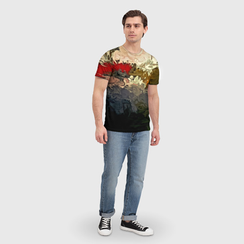 Мужская футболка 3D с принтом Рассвет абстракция, вид сбоку #3