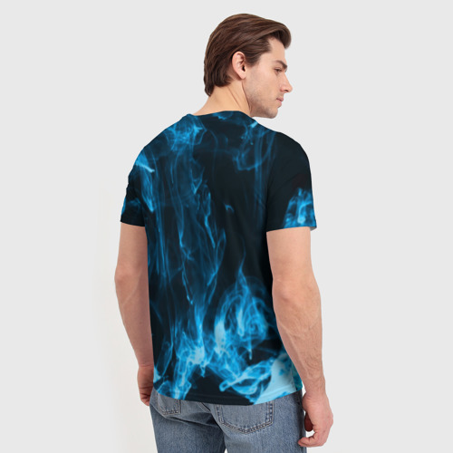 Мужская 3D футболка с принтом Linkin Park синий дым, вид сзади #2
